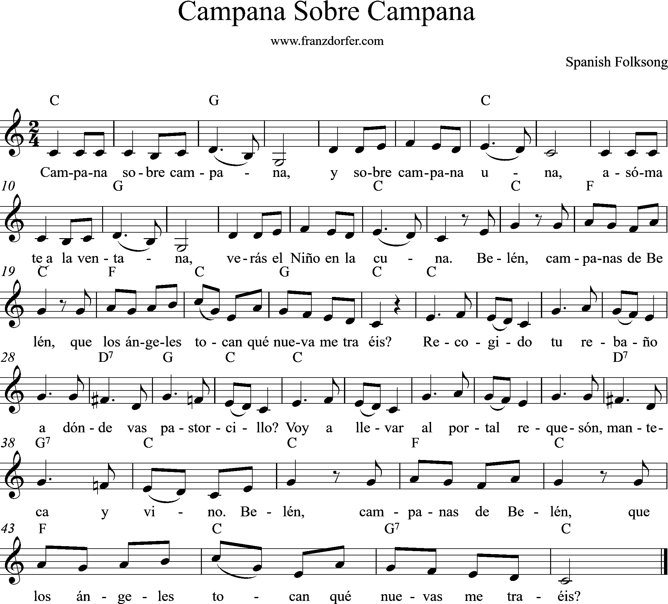 sheetmusic, C-Major, Campana